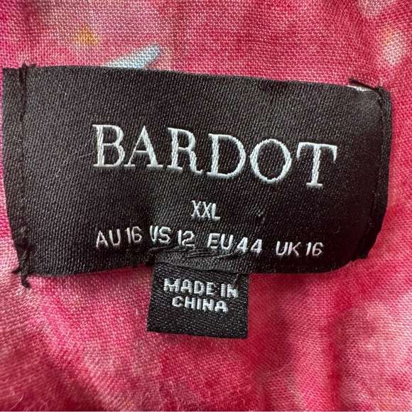 Bardot Nessa Floral-Print Pink Balloon-Sleeve Shirtdress Size 12 - Picture 12 of 16